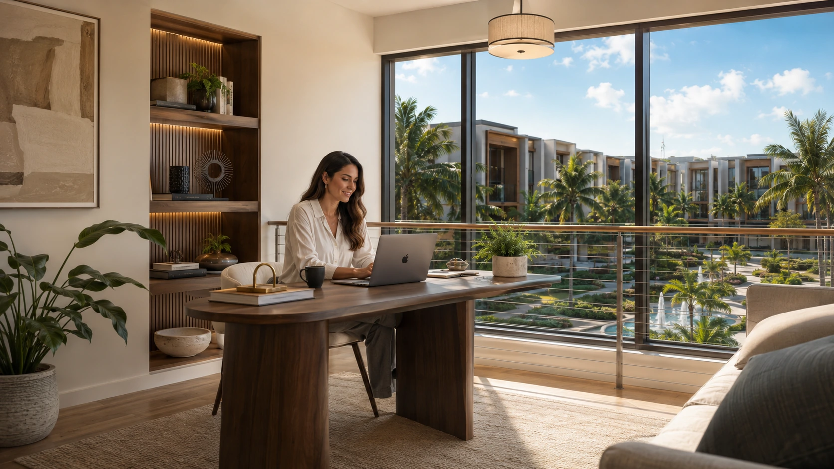 Home office overlooking the River Grove neighborhood